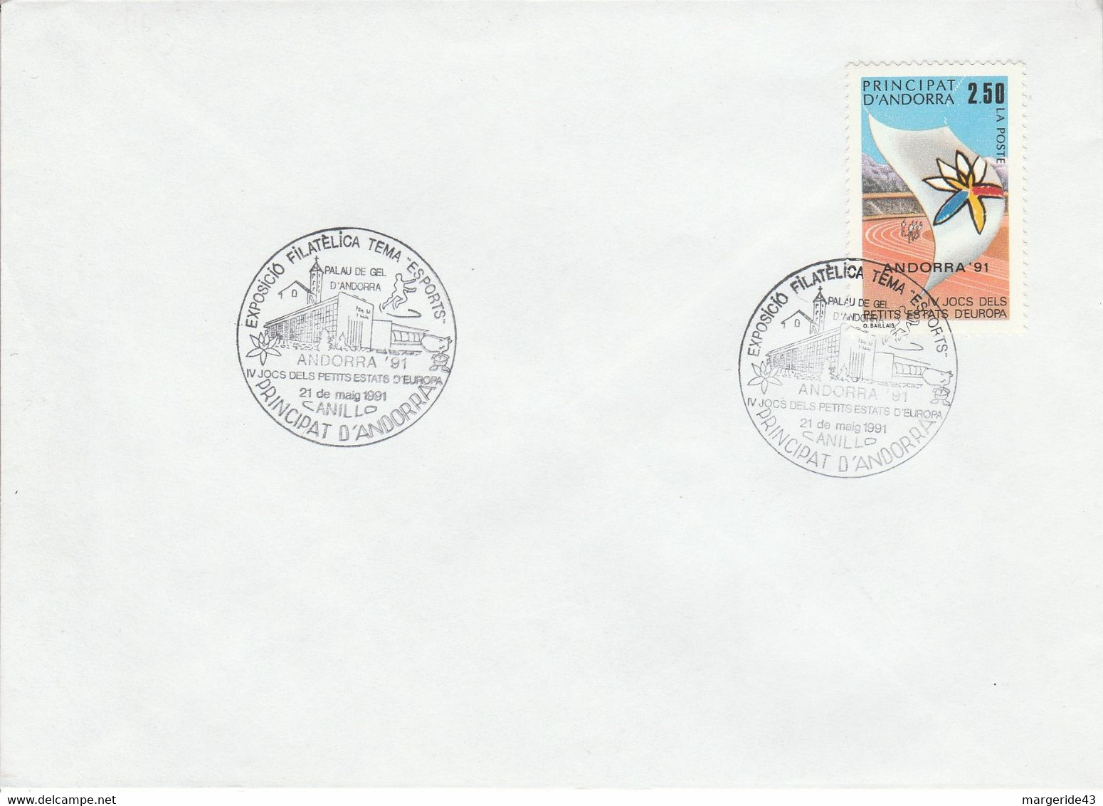 ANDORRE 1991 EXPOSITION PHILATELIQUE THEMA ESPORT - Maschinenstempel (EMA)