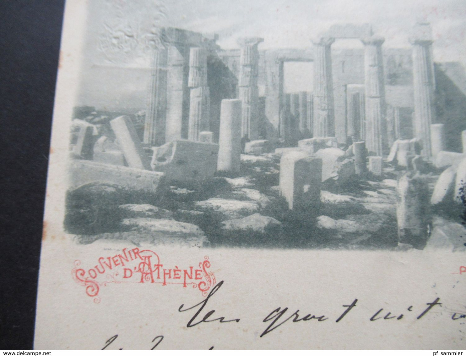 Griechenland 1901 Ganzsache / Bildpostkarte Souvenir De Athenes Propylees Mit Zusatzfrankatur Nach Den Haag Holland - Entiers Postaux