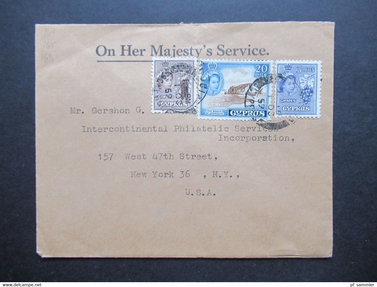 GB Kolonie Zypern 1959 OHMS / On Her Majesty's Service Brief Nach New York USA Gesendet - Cipro (...-1960)