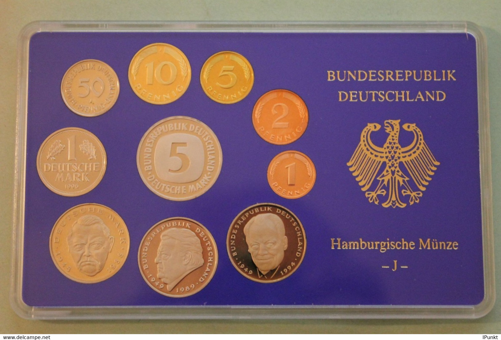 Deutschland, Kursmünzensatz Spiegelglanz (PP), 1996, J - Mint Sets & Proof Sets