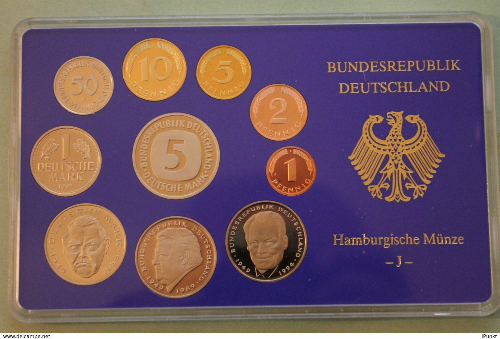 Deutschland, Kursmünzensatz Spiegelglanz (PP), 1997, J - Mint Sets & Proof Sets