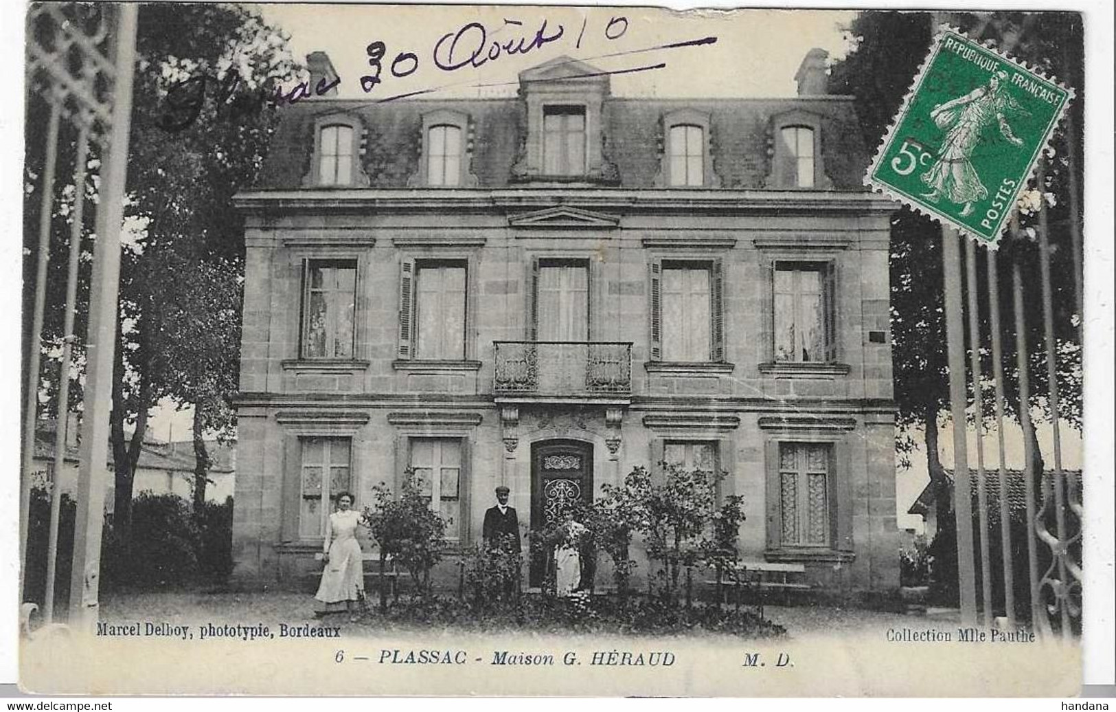 33 GIRONDE PLASSAC PERSONNAGES DEVANT MAISON HERAUD 1910 ANIMATION  JOLI   PLAN - Sonstige & Ohne Zuordnung