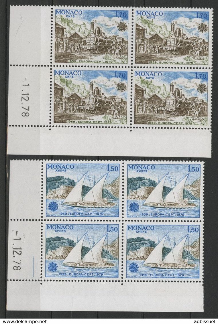 MONACO N° 1187 + 1188 2 BLOCS DE QUATRE Neufs ** (MNH) AVEC COINS DATES Cote 24 € Vendu 10 % De La Cote - Nuevos