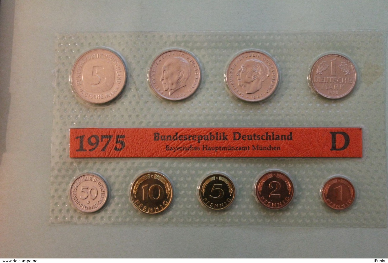 Deutschland, Kursmünzensatz Stempelglanz (stg), 1975 D - Mint Sets & Proof Sets