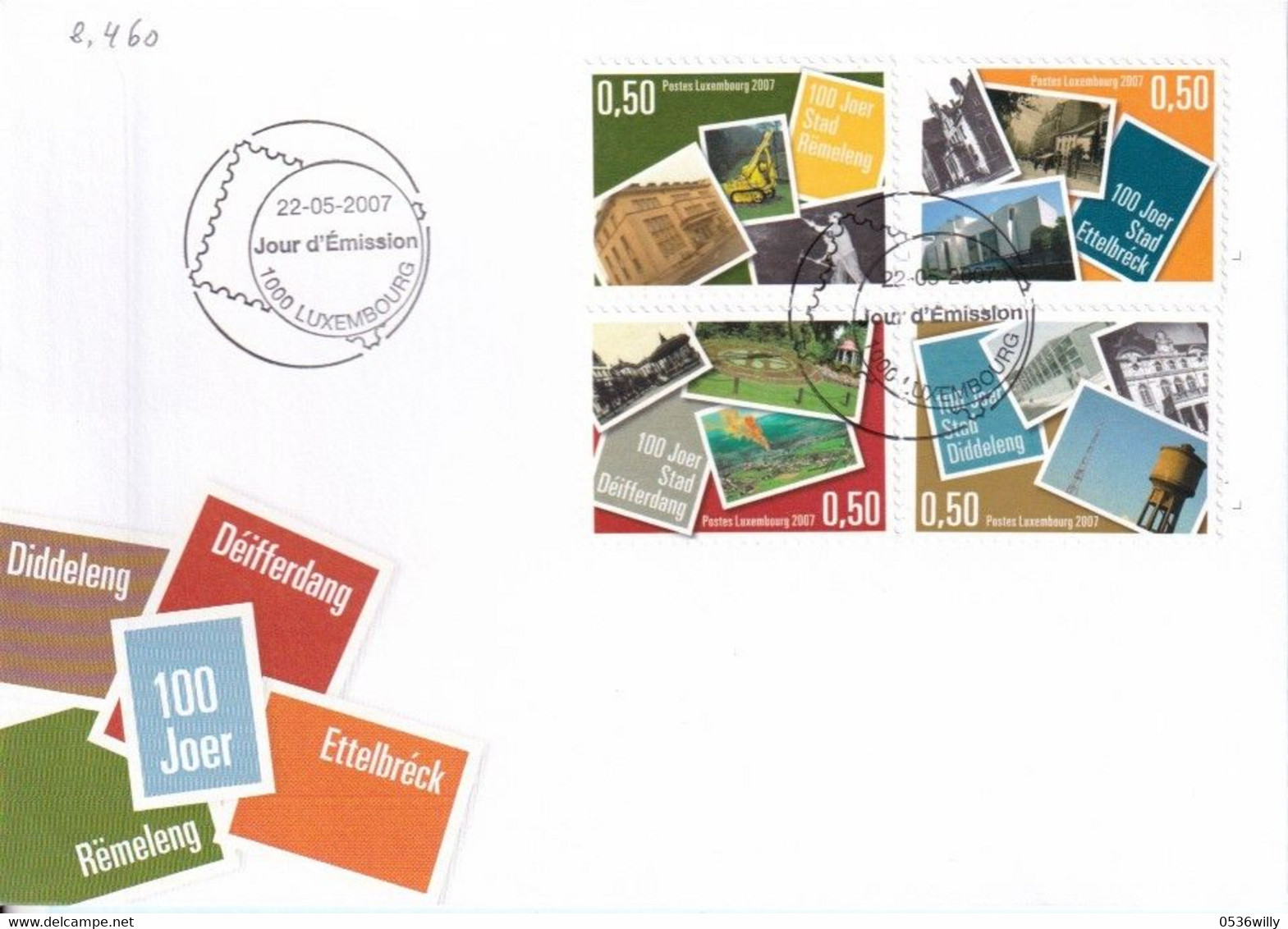 Luxembourg - FDC Stadtrechte Deifferdang, Diddeleng, Ettelbreck, Remeleng (8.460) - Cartas & Documentos