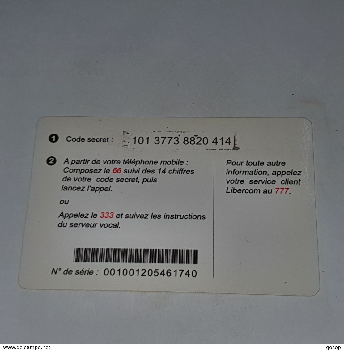 BENIN-(BJ-LIB-REF-0004A/1)-yellow Phone-(46)-(1.000fcfa)-(101-3773-8820-414)-used Card+1card Prepiad Free - Benin