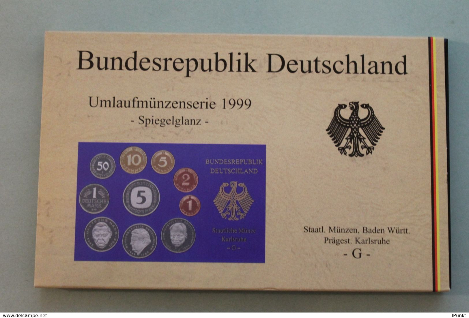 Deutschland, Kursmünzensatz; Umlaufmünzenserie 1999 G, Spiegelglanz (PP) - Mint Sets & Proof Sets