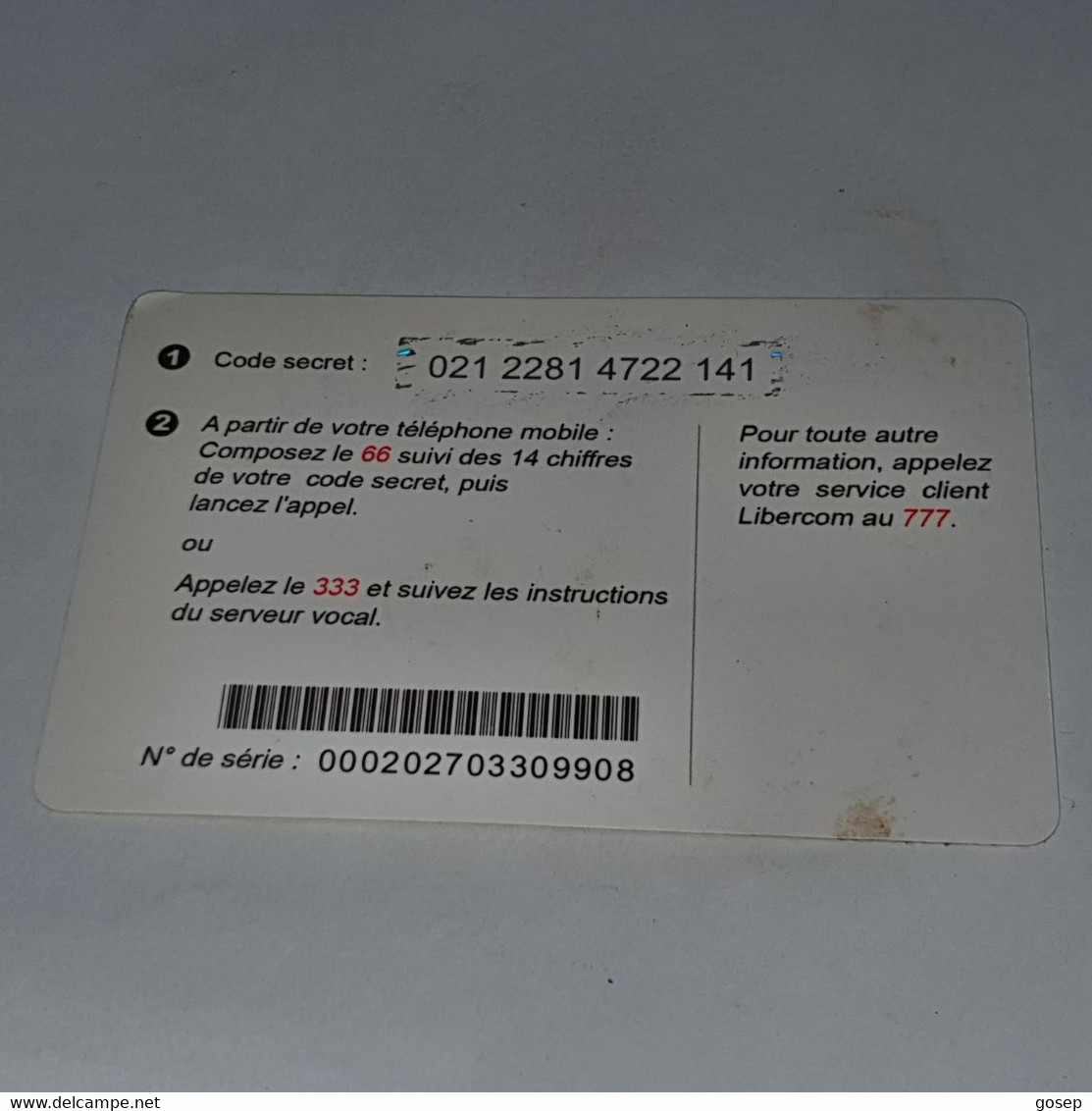 BENIN-(BJ-LIB-REF-0005/c)-green Phone-(50)-(2.000fcfa)-(021-2281-4722-141)-used Card+1card Prepiad Free - Bénin