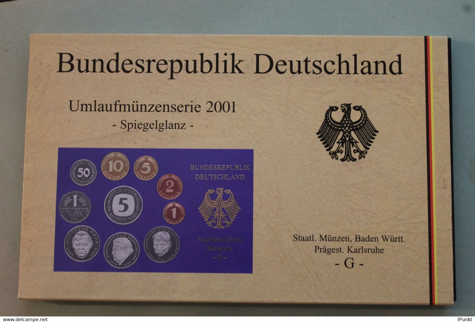 Deutschland, Kursmünzensatz; Umlaufmünzenserie 2001 G, Spiegelglanz (PP) - Mint Sets & Proof Sets