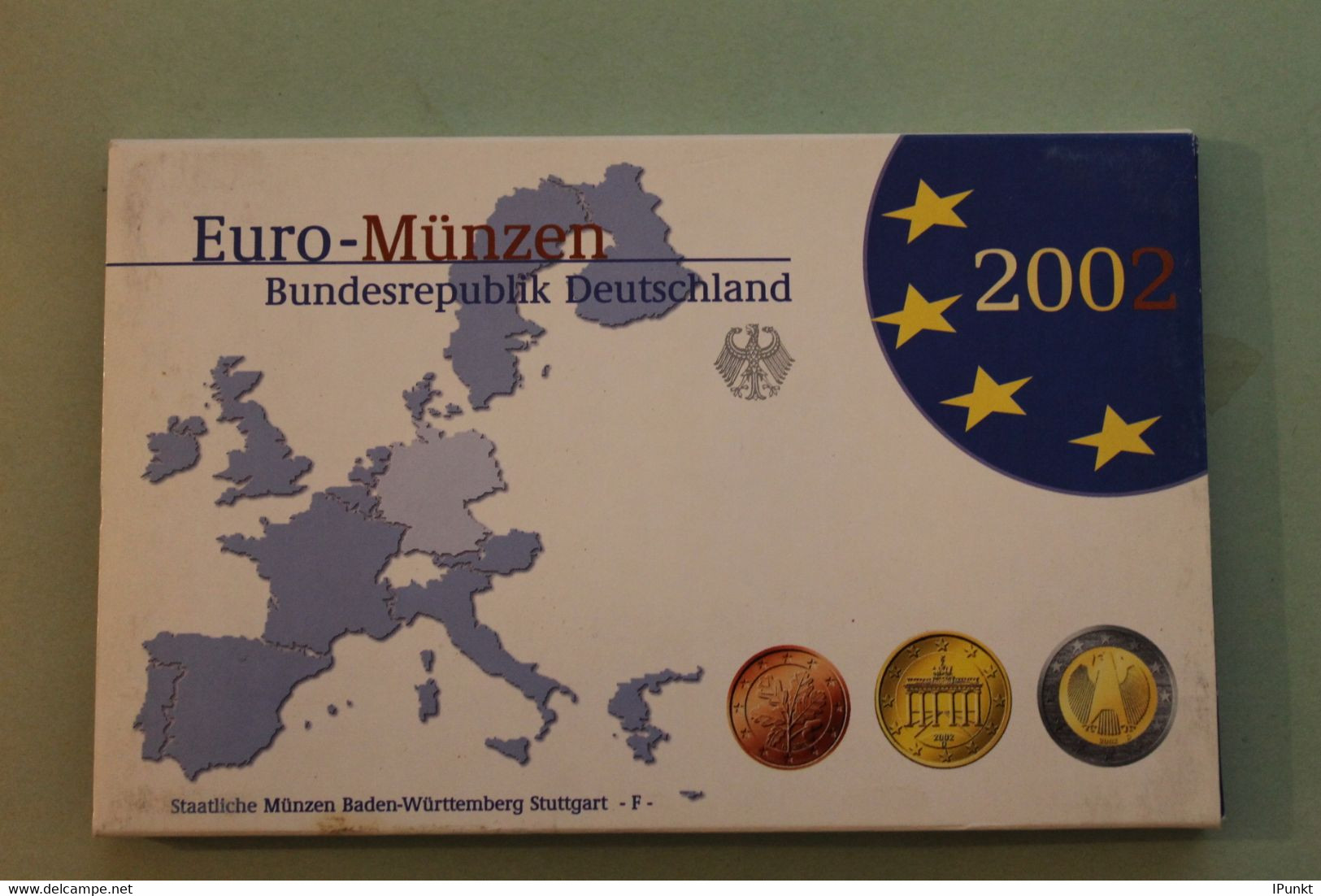 Deutschland, Kursmünzensatz; Euro-Umlaufmünzenserie 2002 F, Spiegelglanz (PP) - Mint Sets & Proof Sets