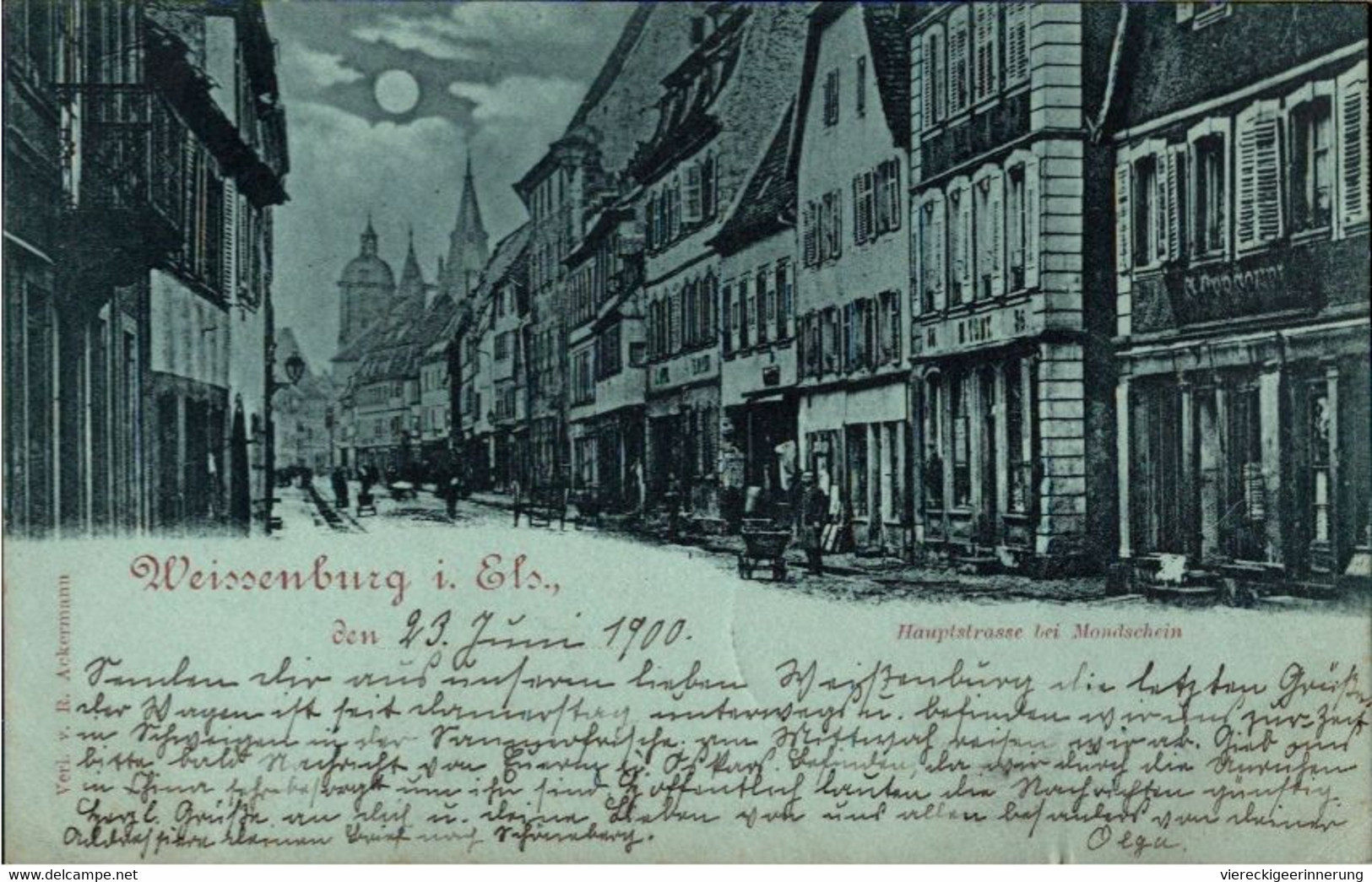 ! 1900 Schöne Alte Mondscheinkarte Aus Weissenburg Im Elsaß, Alsace Wissembourg - Wissembourg