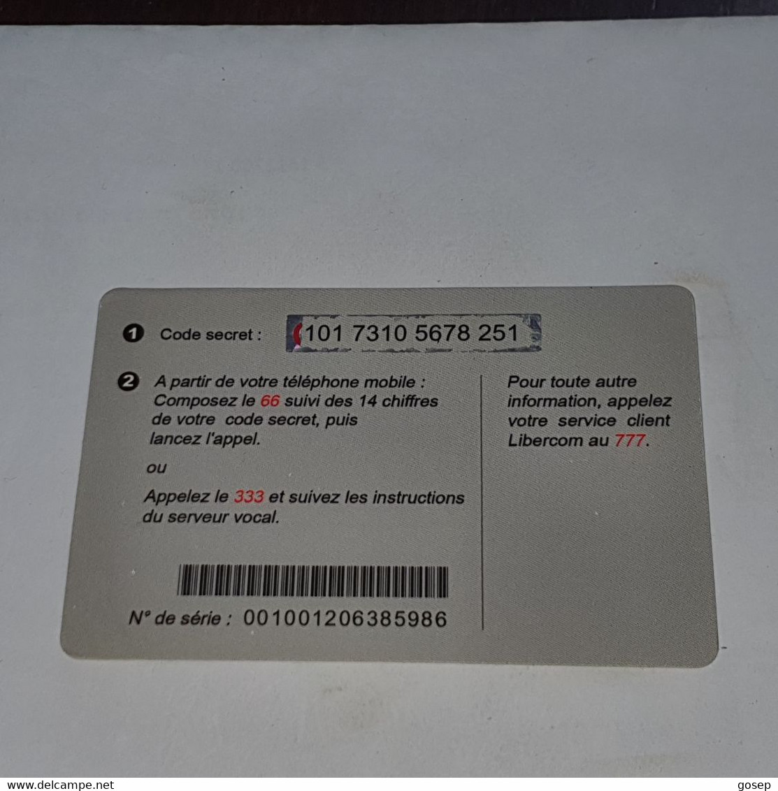 BENIN-(BJ-LIB-REF-0009/2)-joyeux Noel-(58)-(1.000fcfa)-(101-7310-5678-251)-used Card+1card Prepiad Free - Benin