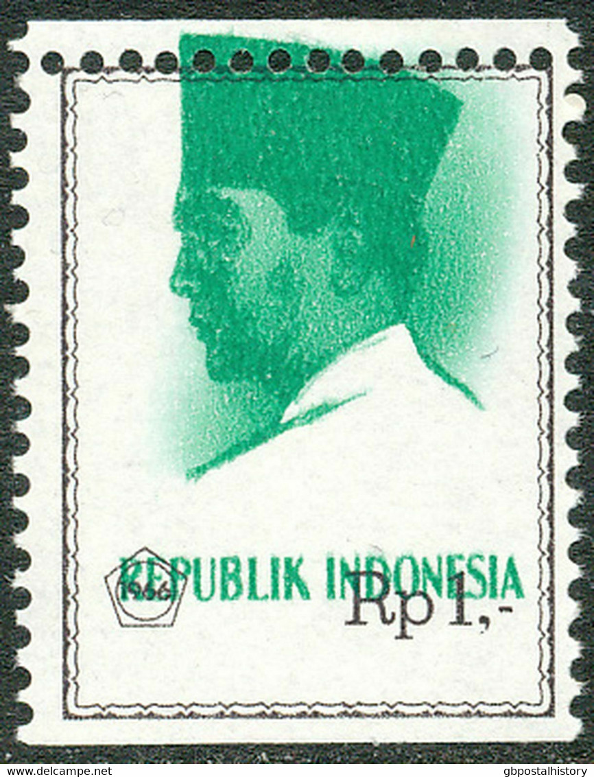INDONESIA 1966 President Sukarno With Year 1966 In Pentagon U/M MAJOR VARIETY - Indonésie