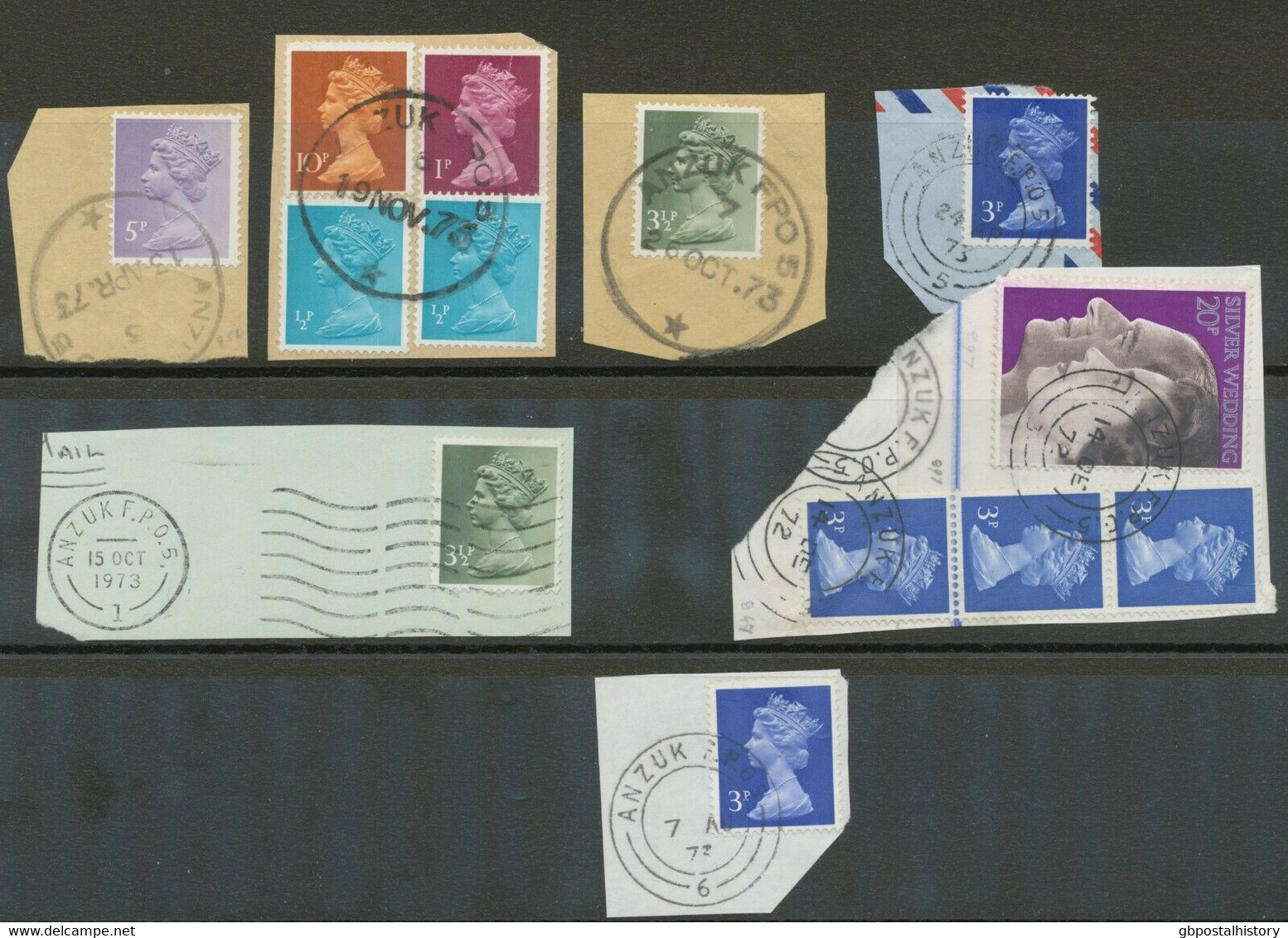 SINGAPORE „ANZUK“ Seven Different Forces Post Office Postmarks 3 Different Types - Singapur (1959-...)