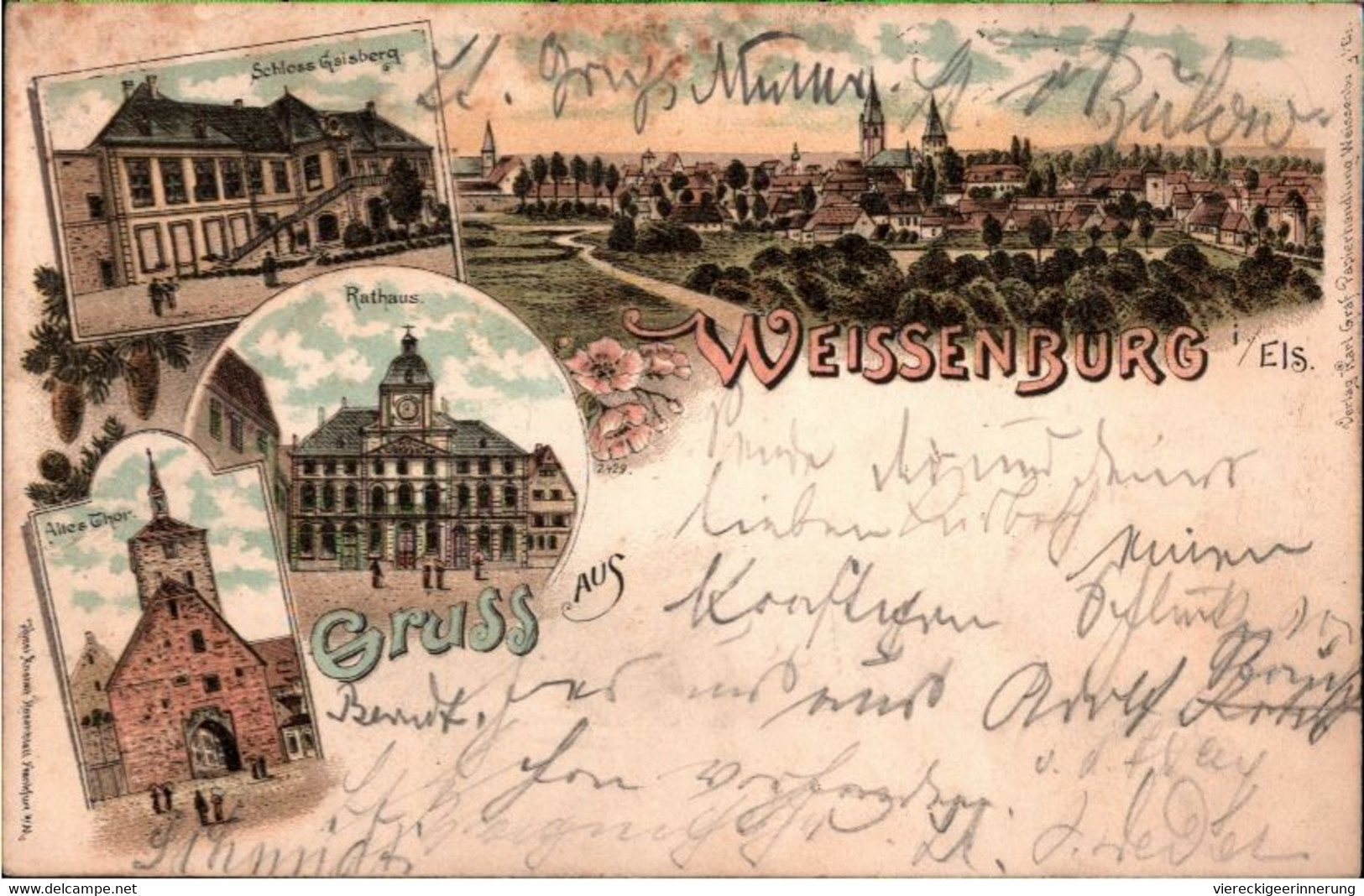 ! 1898 Schöne Alte Lithokarte Gruss Aus Weissenburg Im Elsaß, Alsace Wissembourg, Verlag Rosenblatt - Wissembourg