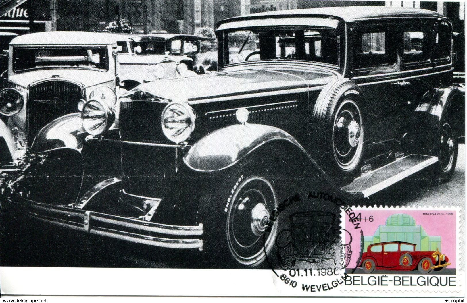 15186098 BE 19861101 Vielsalm; Anciennes Voitures Automobiles Belges; Minerva 22cv 1930 ; CM Cob2234 - 1981-1990