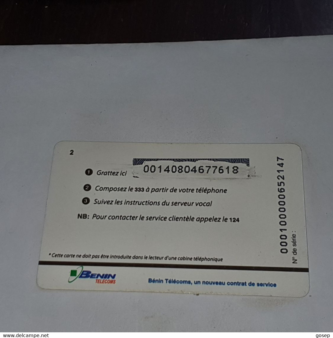 BENIN-(BJ-ZED-REF-002)-zekede-(65)-(2.000f)-(00140804677618)-used Card+1card Prepiad Free - Benin