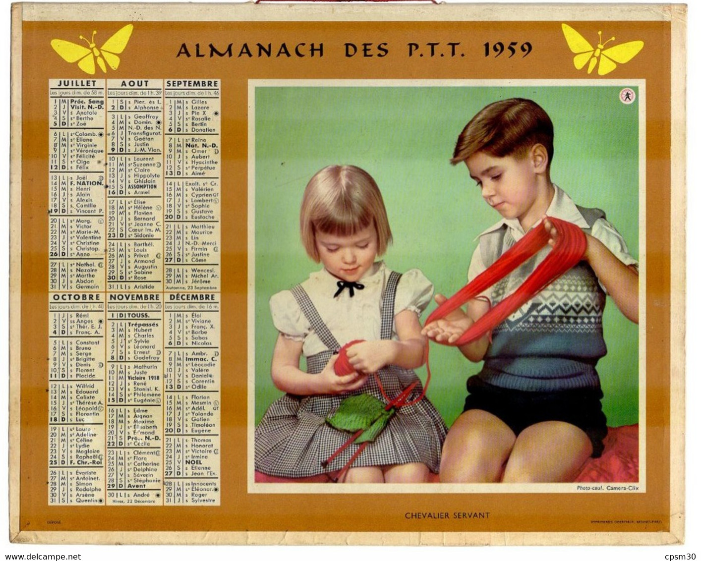 CALENDRIER GF 1959 - La Petite Marchande De Fleurs Et Le Chevalier Servant - Imp Oberthur (calendrier Double) - Grand Format : 1941-60