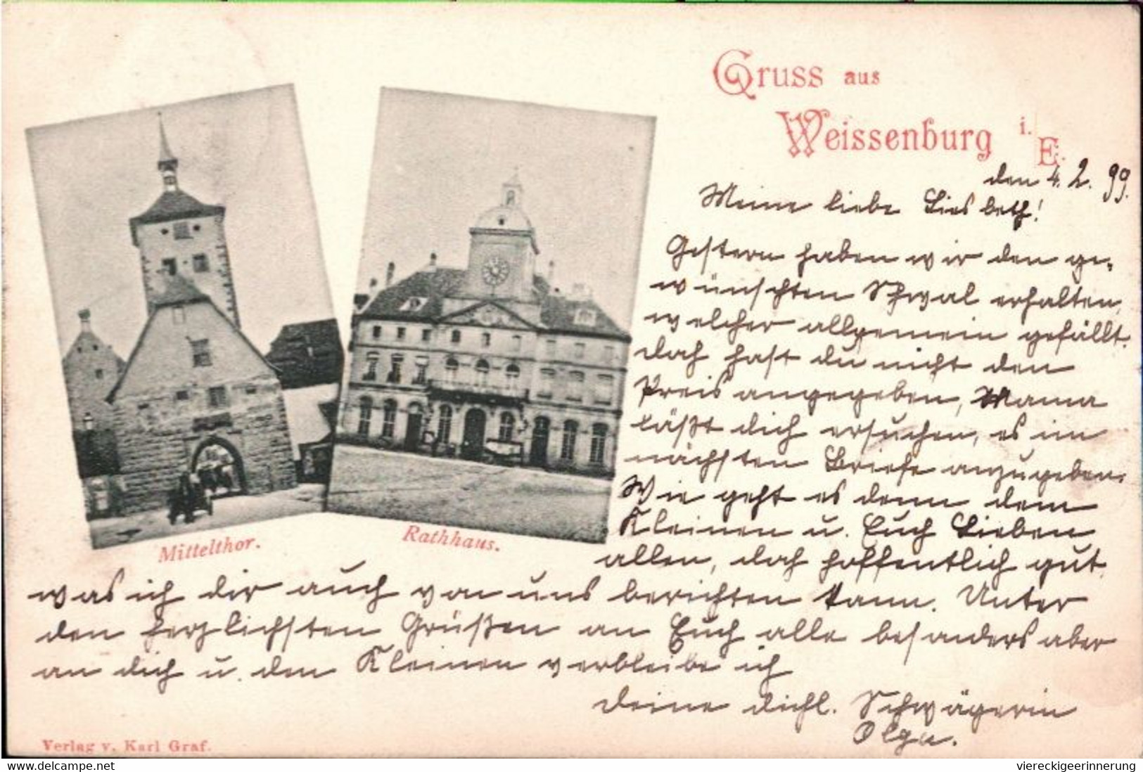 ! 1899 Schöne Alte Ansichtskarte, Cpa, Gruss Aus Weissenburg Im Elsaß, Alsace Wissembourg - Wissembourg