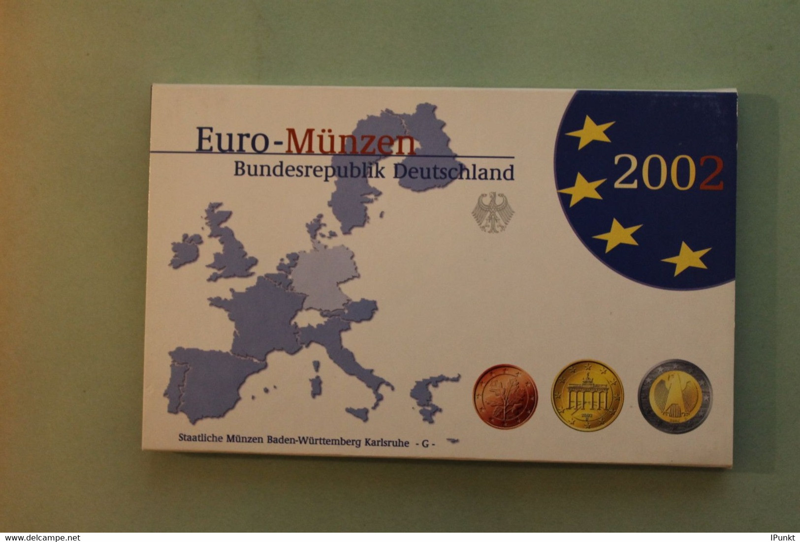 Deutschland, Kursmünzensatz; Euro-Umlaufmünzenserie 2002 G, Spiegelglanz (PP) - Mint Sets & Proof Sets
