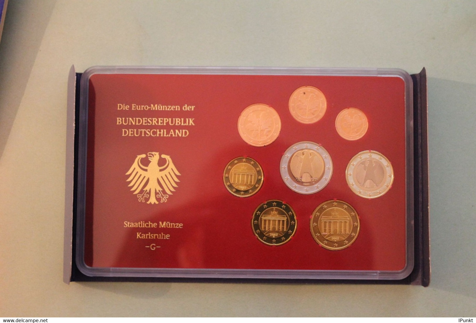 Deutschland, Kursmünzensatz; Euro-Umlaufmünzenserie 2002 G, Spiegelglanz (PP) - Mint Sets & Proof Sets