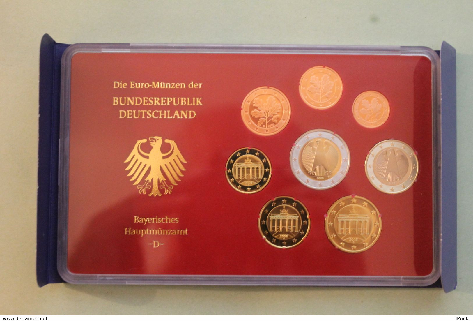 Deutschland, Kursmünzensatz; Euro-Umlaufmünzenserie 2005 D, Spiegelglanz (PP) - Mint Sets & Proof Sets