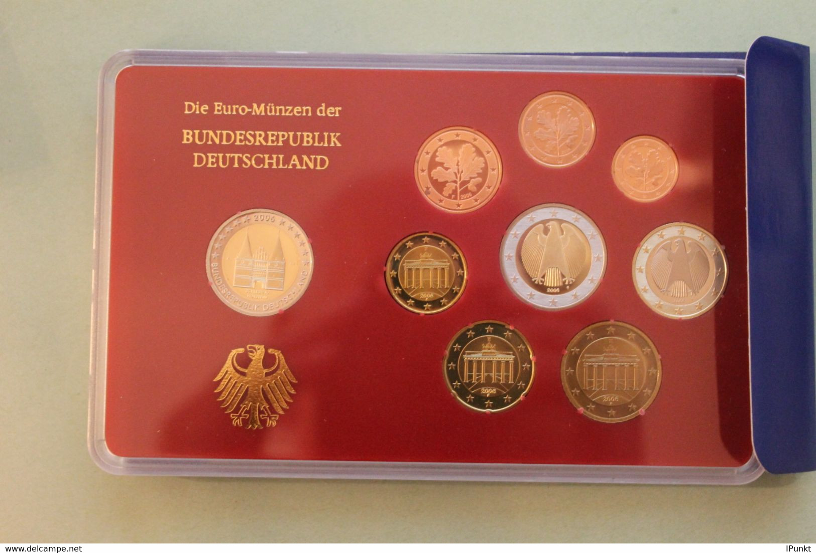 Deutschland, Kursmünzensatz; Euro-Umlaufmünzenserie 2006 F, Spiegelglanz (PP) - Mint Sets & Proof Sets