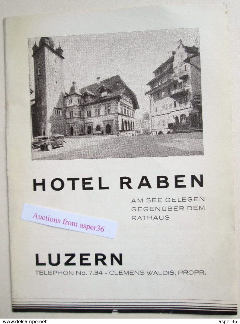 Brochure "Hotel Raben Am See, Luzern, Suisse" - Collections