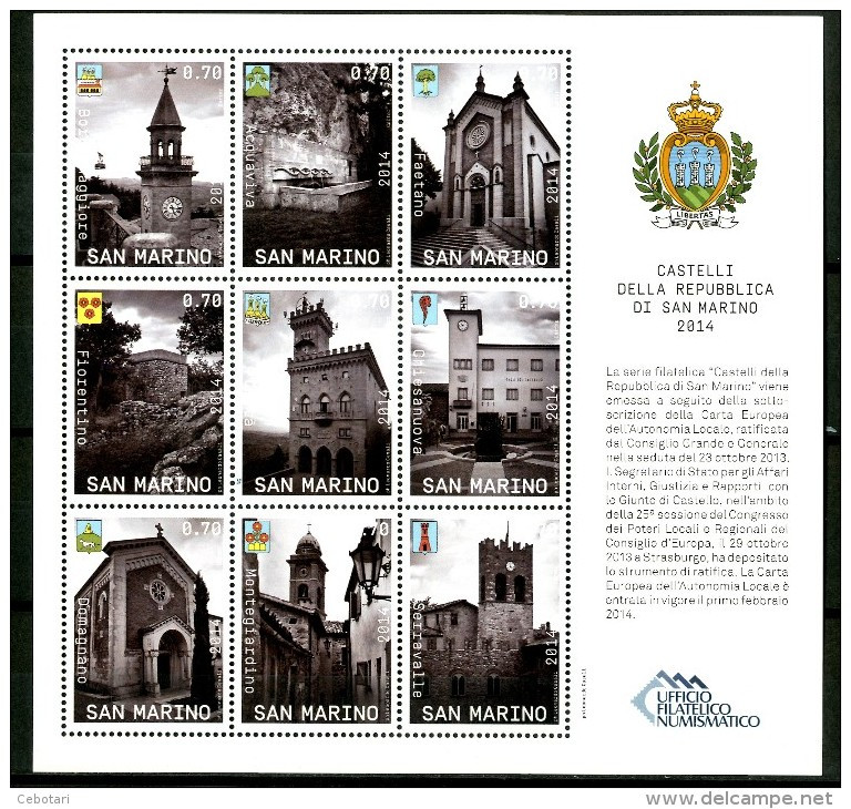 SAN MARINO 2014** - Castelli Della Repubblica Di San Marino - Block MNH Come Da Scansione - Castillos