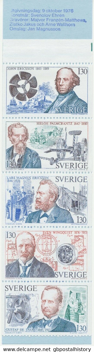 SCHWEDEN 1976, Pioniere Der Technik, Postfr. Kab.-Markenheftchen 6.50 Kr., ABART - Errors, Freaks & Oddities (EFO)