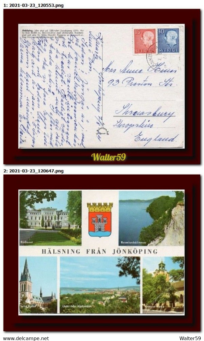 1964 Sweden Schweden Sverige Postcard Multiview Jonkoping Mailed To England Ak - Sonstige & Ohne Zuordnung