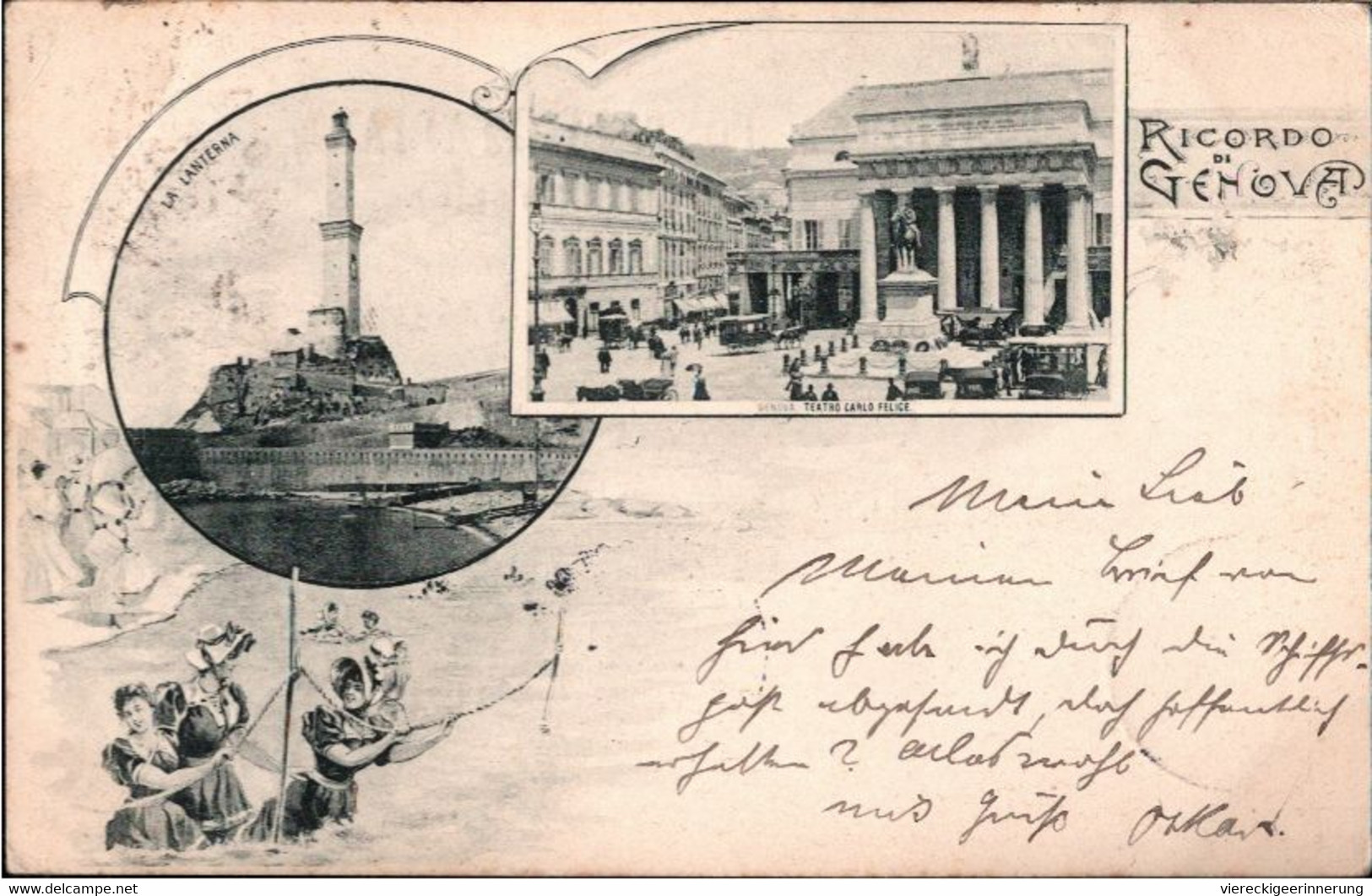 ! 1898 Alte Ansichtskarte Ricordo Di Genova, Genua, La Lanterna, Leuchtturm, Phare - Genova (Genua)