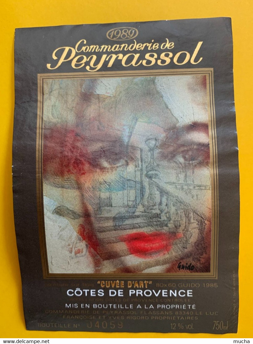 18893 - Commanderie De Peyrassol  1989 Côtes De Provence Peinture Sur Bois Guido 1985 - Kunst