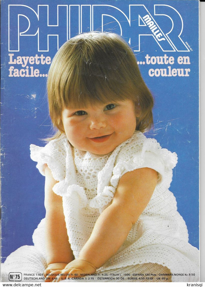 Livre ,Phildar    No 75  Mailles  Layette Facile - Lana