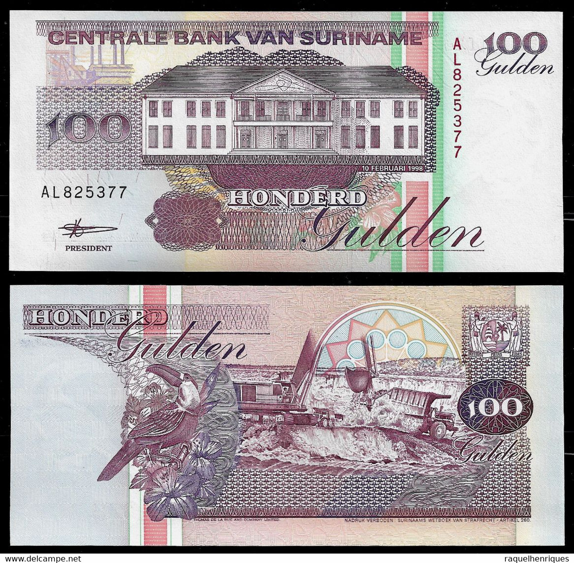 SURINAME BANKNOTE - 100 GULDEN 1998 P#139b UNC (NT#03) - Surinam