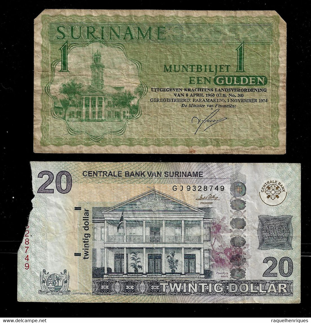 SURINAME BANKNOTE - 2 USED NOTES (NT#03) - Surinam