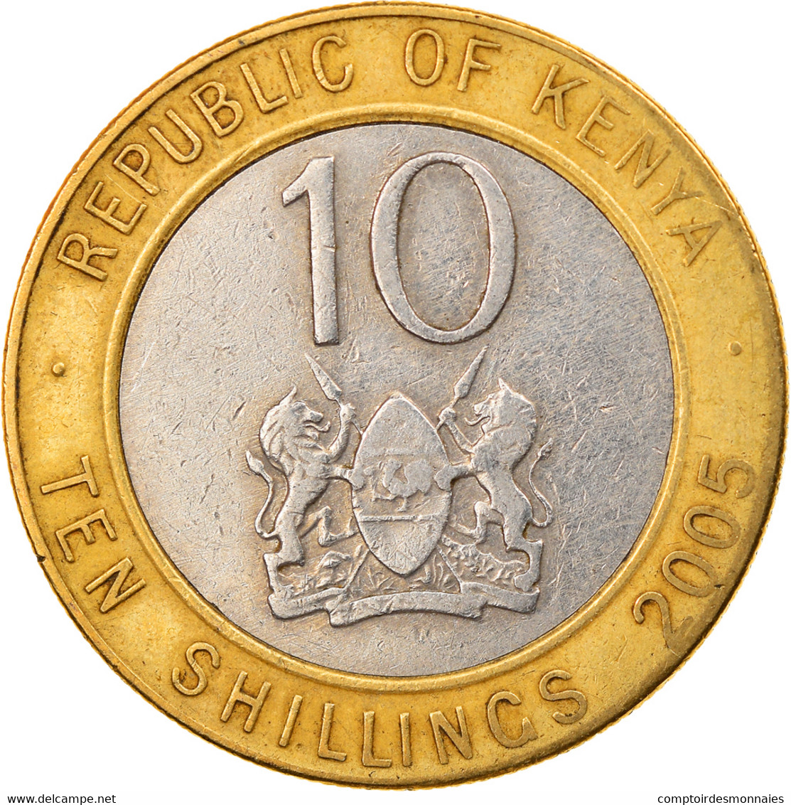 Monnaie, Kenya, 10 Shillings, 2005, British Royal Mint, TB+, Bi-Metallic - Kenya