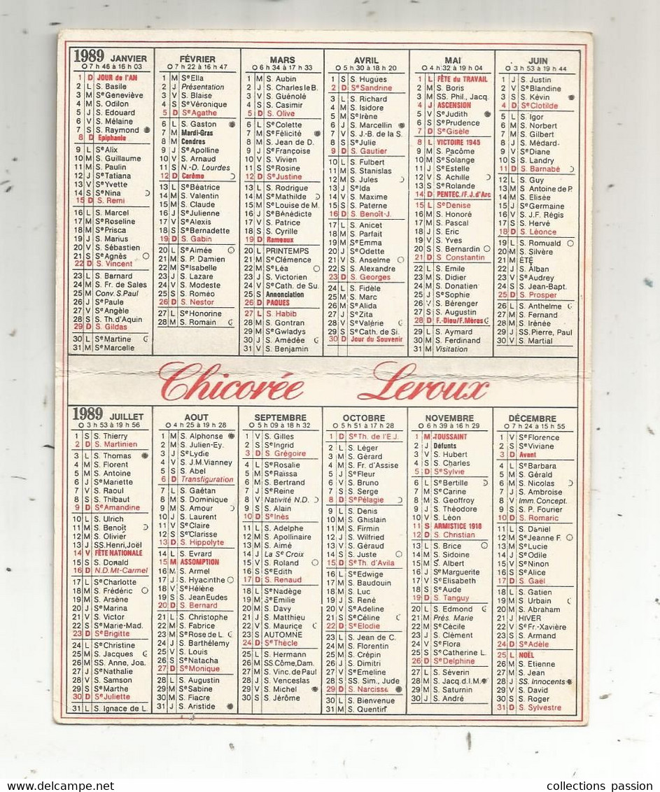 Calendrier Petit Format 1985 , Imagerie Chicorée LEROUX, 2 Scans - Tamaño Pequeño : 1981-90