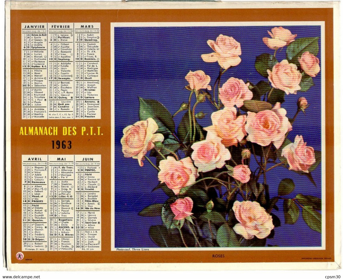 CALENDRIER GF 1963 - Bouquets De Fleurs, Imprimeur Oberthur Rennes (calendrier Double) - Grand Format : 1961-70