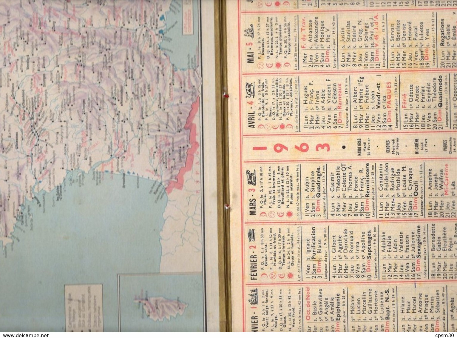 CALENDRIER GF 1963 - Sport De Glisse Ou Village De Montagne, Imprimeur Oller (calendrier Double) - Grand Format : 1961-70