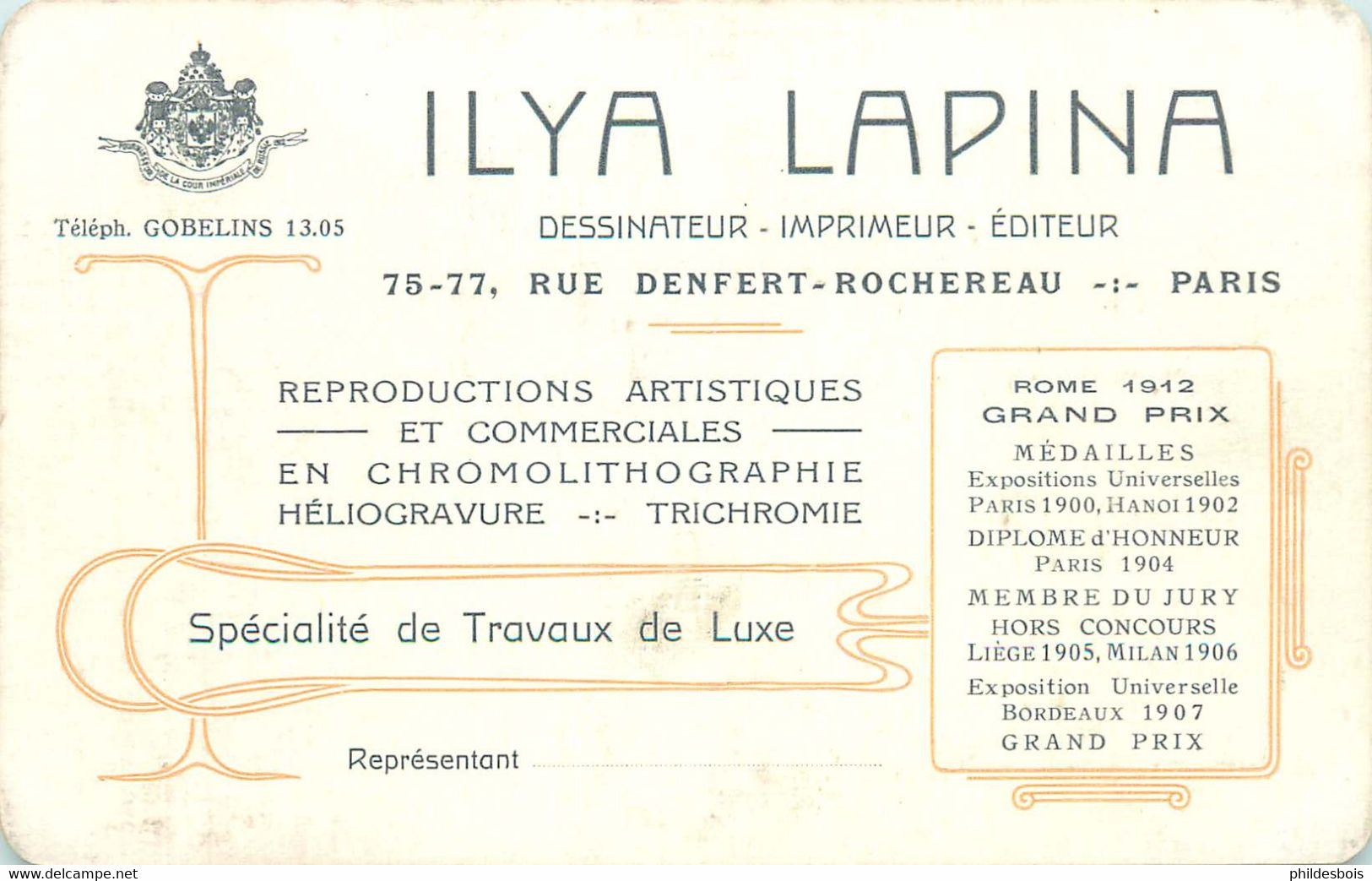 CARTE PUBLICITAIRE  Des éditions LAPINA Déssinateur ,imprimeur , Editeur PARIS - Industry