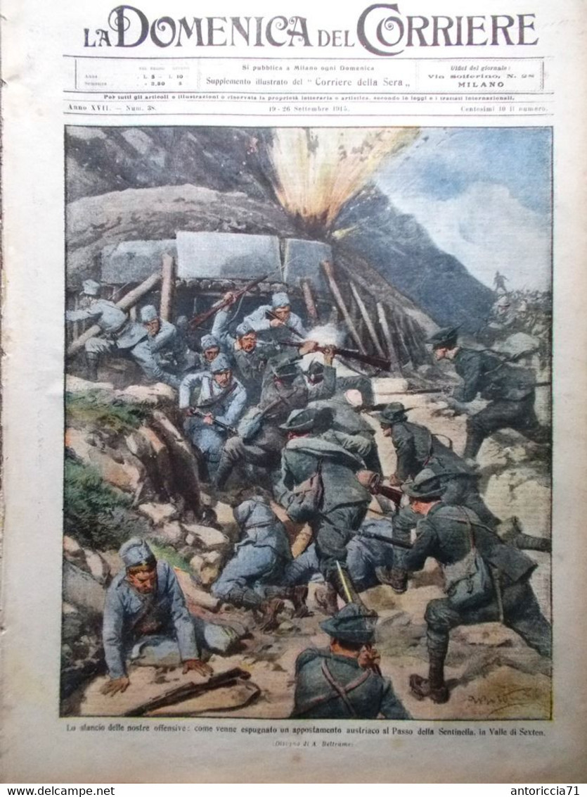 La Domenica Del Corriere 19 Settembre 1915 WW1 Joffre Calandra Trentino Redento - War 1914-18