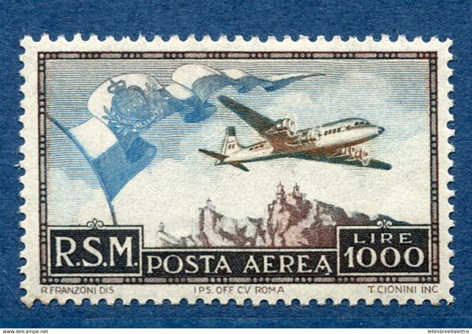 ⭐ Saint Marin - Poste Aérienne - YT N° 88 * - Neuf Avec Charnière - 1951 ⭐ - Corréo Aéreo