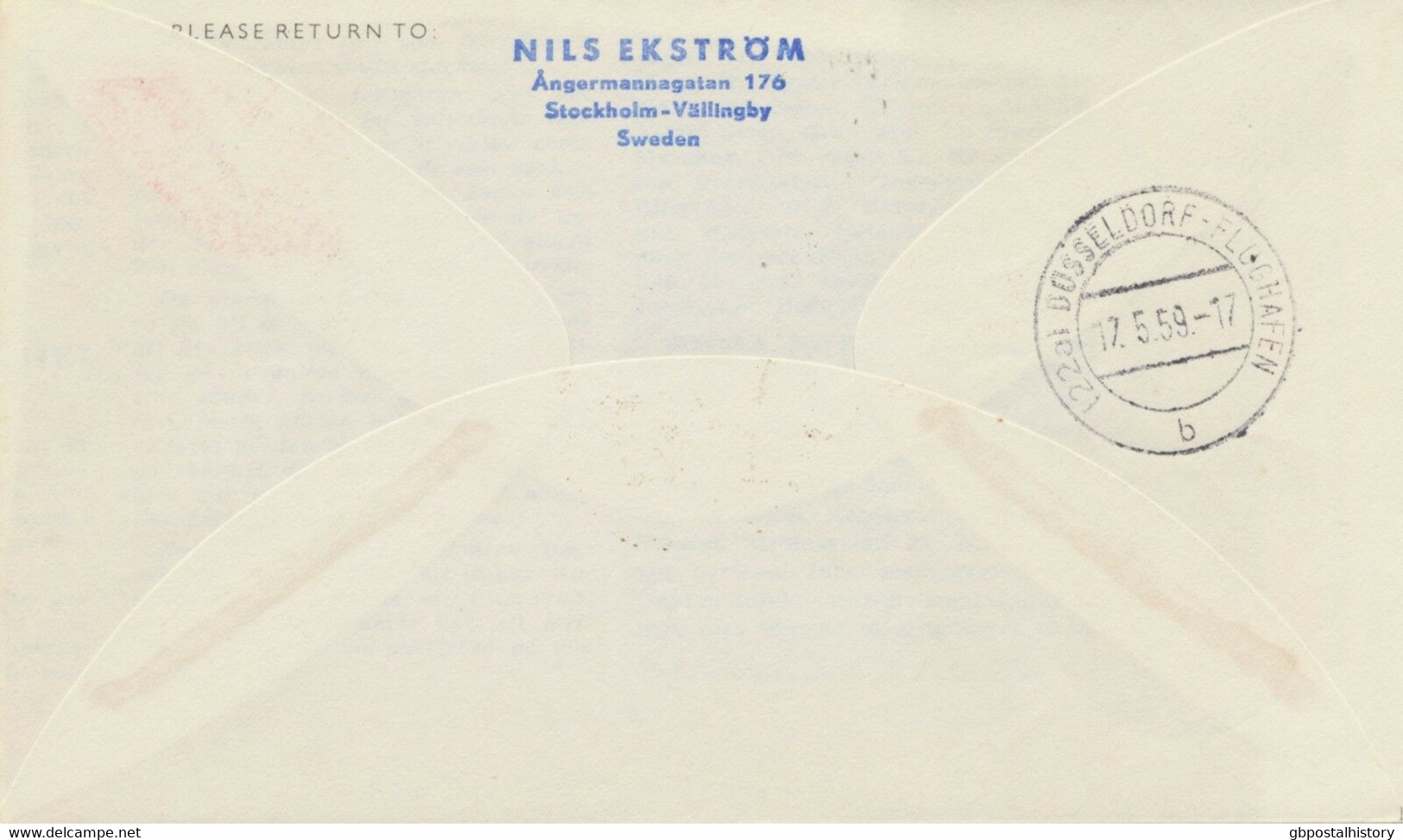 SWEDEN 1959 First Flight SAS First Caravelle Jet Flight "STOCKHOLM - DUSSELDORF" - Cartas & Documentos