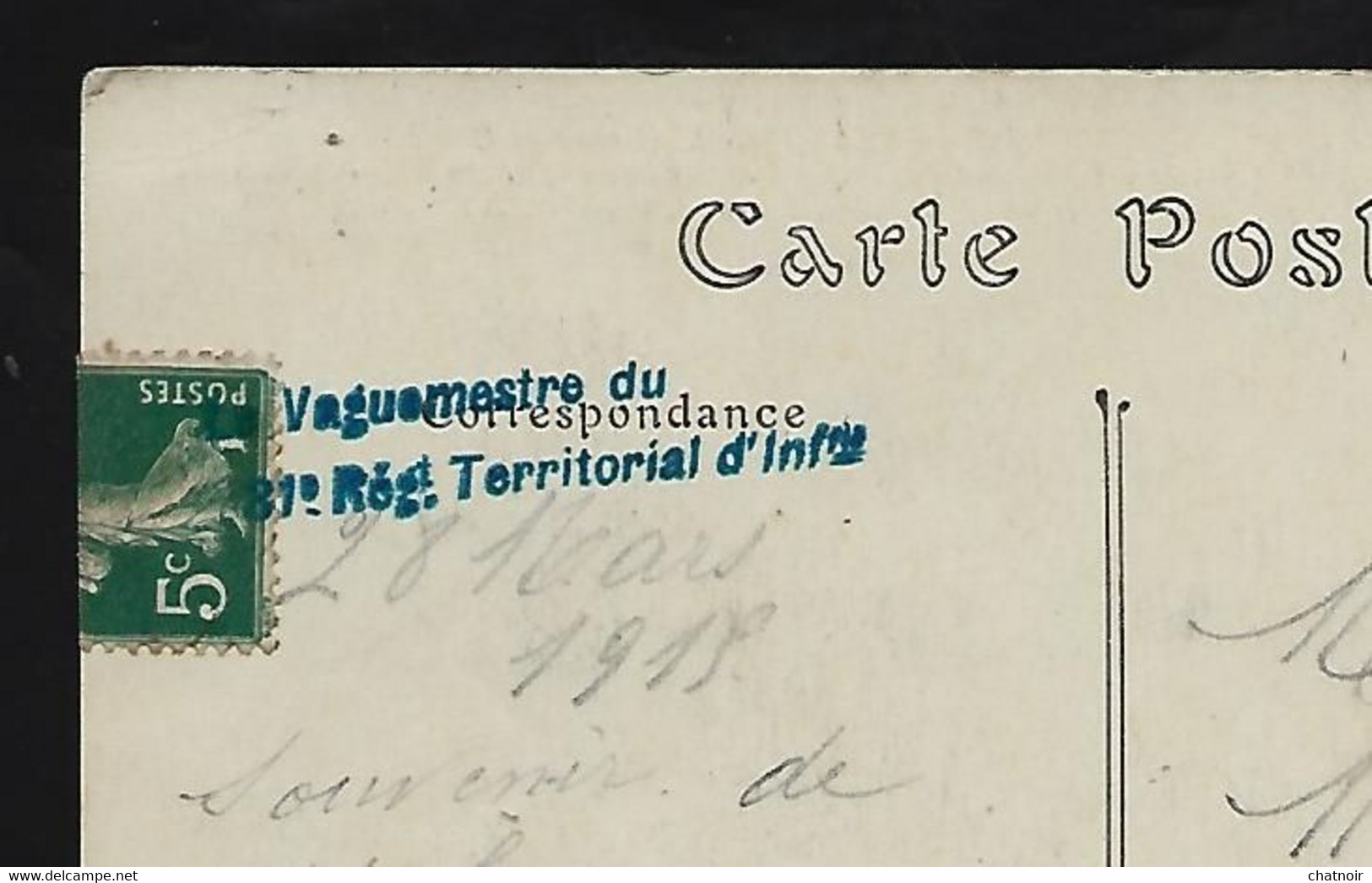 CP De  ST LEU   Ancien Chateau   5c Semeuse  X 2  Oblit  Par Un Cachet "le Vaguemestre 31 E Regt Territoriale " En Bleu - Guerre 1914-18