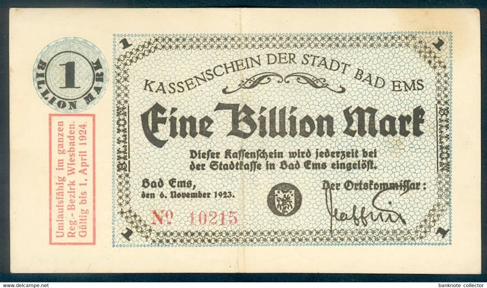 Deutschland, Germany, Bad Ems - 1 Billion Mark, 1923 ! - 1 Biljoen Mark