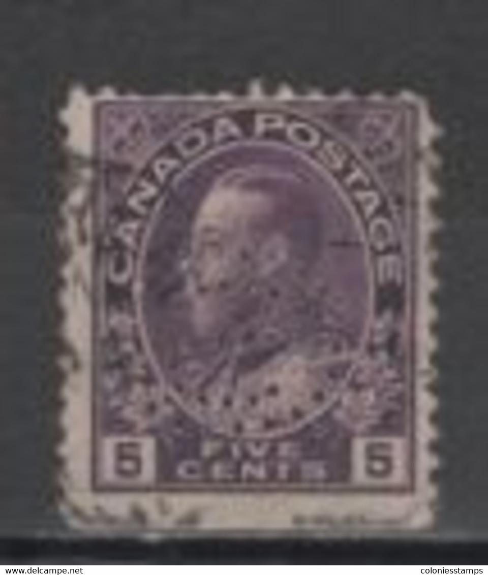 (SA1122) CANADA, 1922 (King George V, 5 C., Violet). Mi # 109. Perfin - Perforés