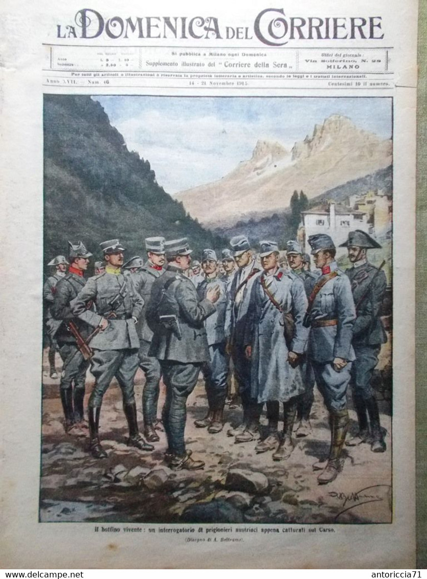 La Domenica Del Corriere 14 Novembre 1915 WW1 Rancio Solferino Caduti Ciclisti - War 1914-18