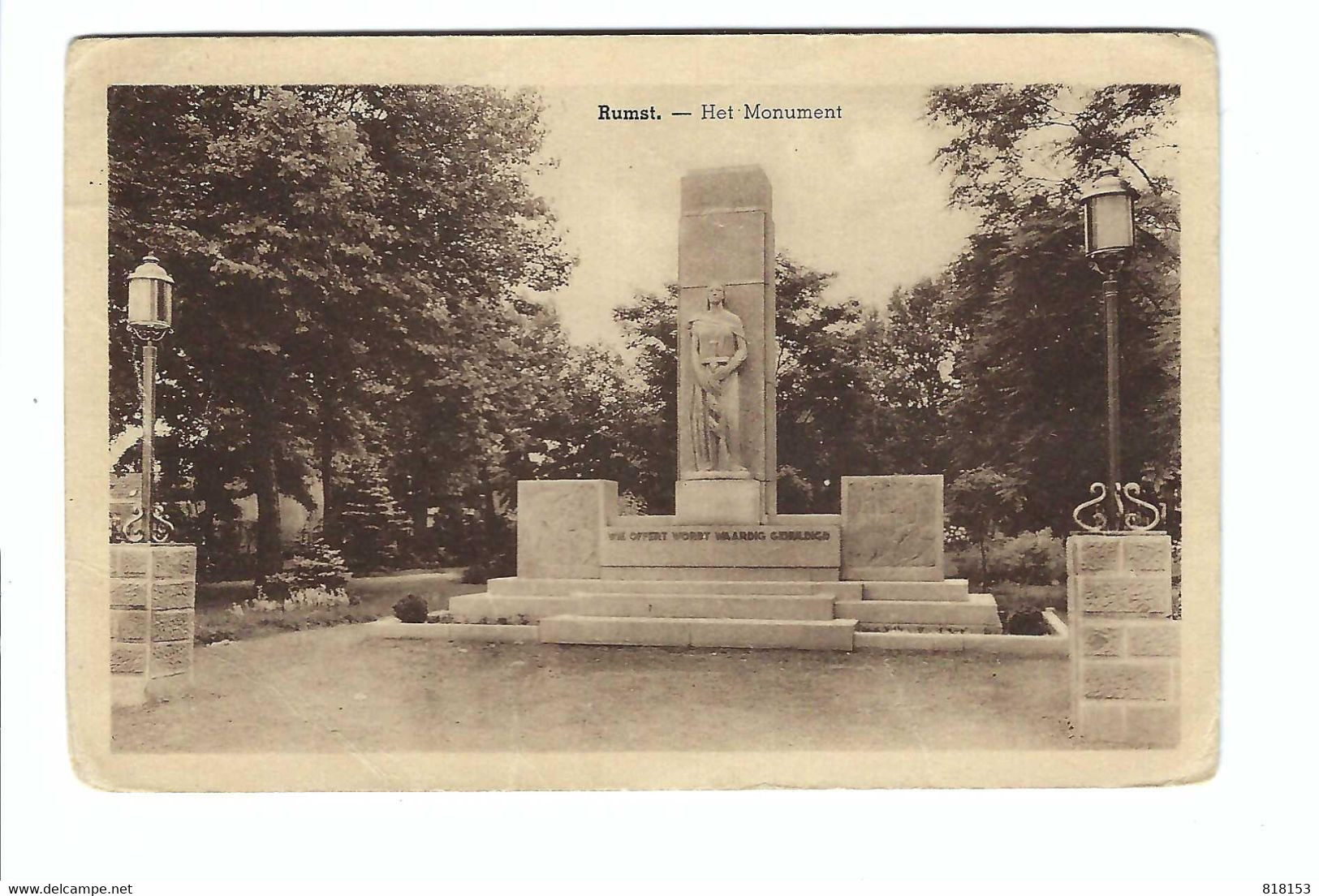 Rumst  -  Het Monument (zegel Afgeweekt) - Rumst