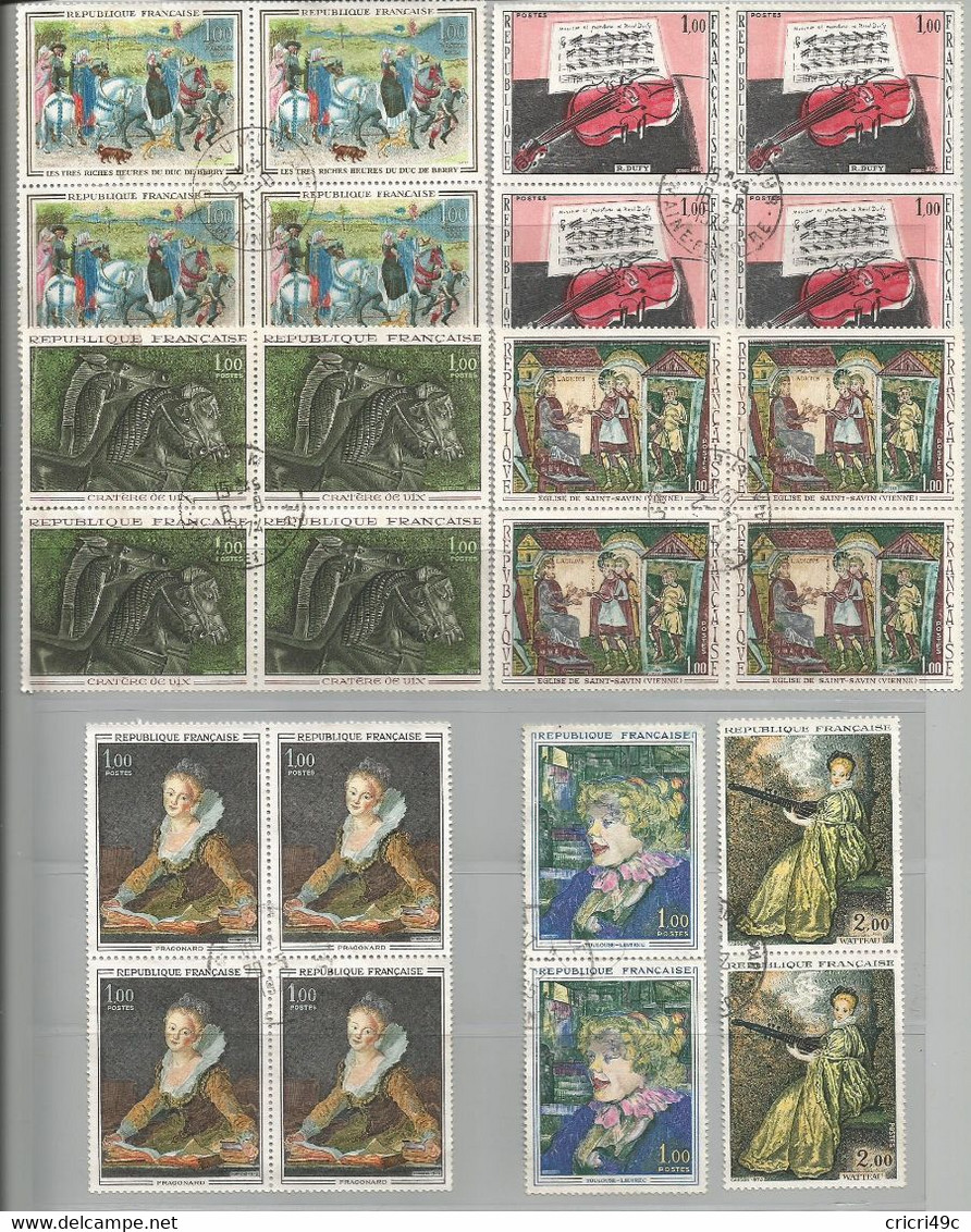 Timbres Oblitérés, Tableaux Ou Oeuvres D'art De 1965 à 1973 - Verzamelingen (zonder Album)